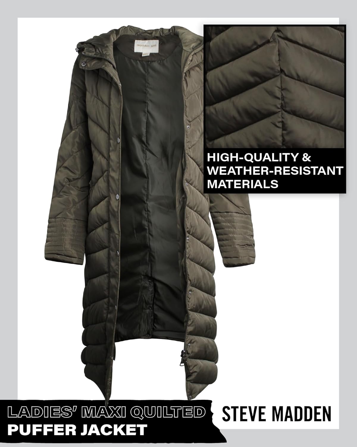 Madden Girl Womens Maxi Puffer Winter Coats - Long Quilted Jackets for Women Weather Resistant Puffer Parka Hooded Jacket - Image 4