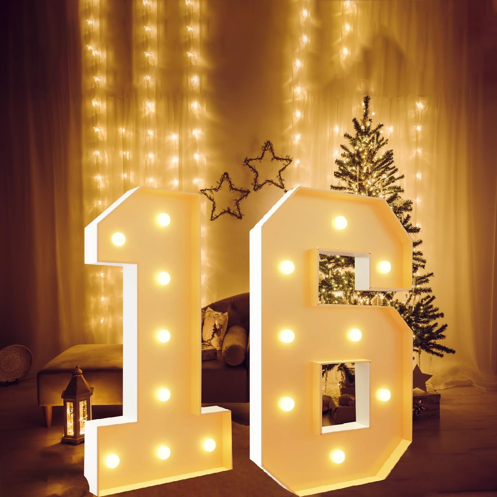 Insegna Luminosa con Numeri da 2,3 Piedi: Grandi Lettere Luminose for Decorazioni for Feste: Matrimoni, Compleanni, Baby Shower, anniversari, Lauree(Number 16,4ft)