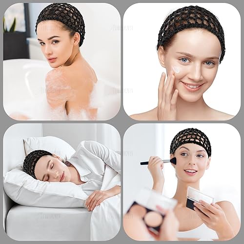 Miniatura 9 de AUEAR, Redes para el cabello para dormir, redecilla para dormir, gorro largo y recto, peluca rizada, protector de cabeza de malla para envolver