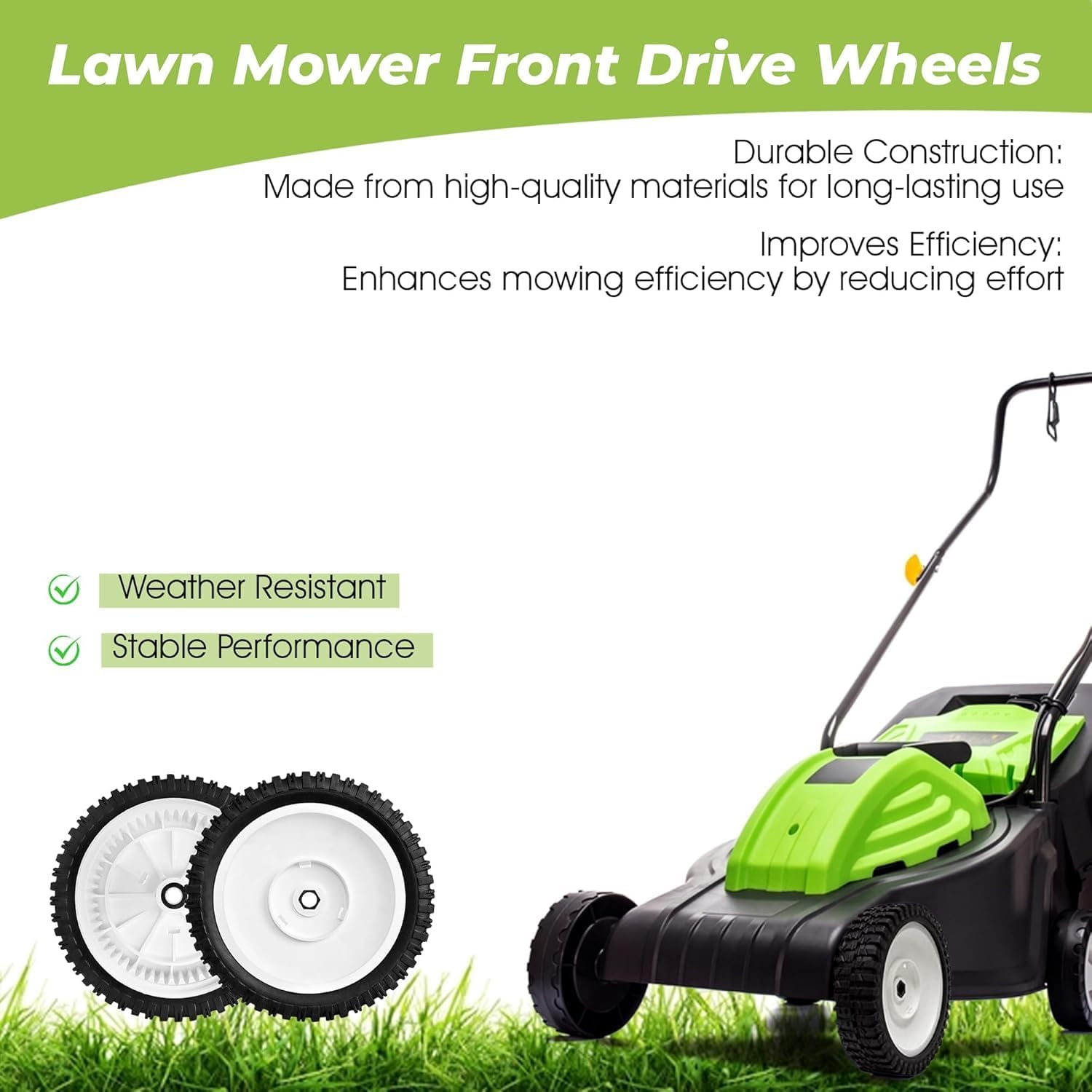180775 180773 Front Wheels Compatible with Craftsman, Sears, AYP, Poulan Pro, Snapper, Jonesred Lawn Mower, 2 Pack Drive Wheels Replace for Oregon 72-077, 180767 White