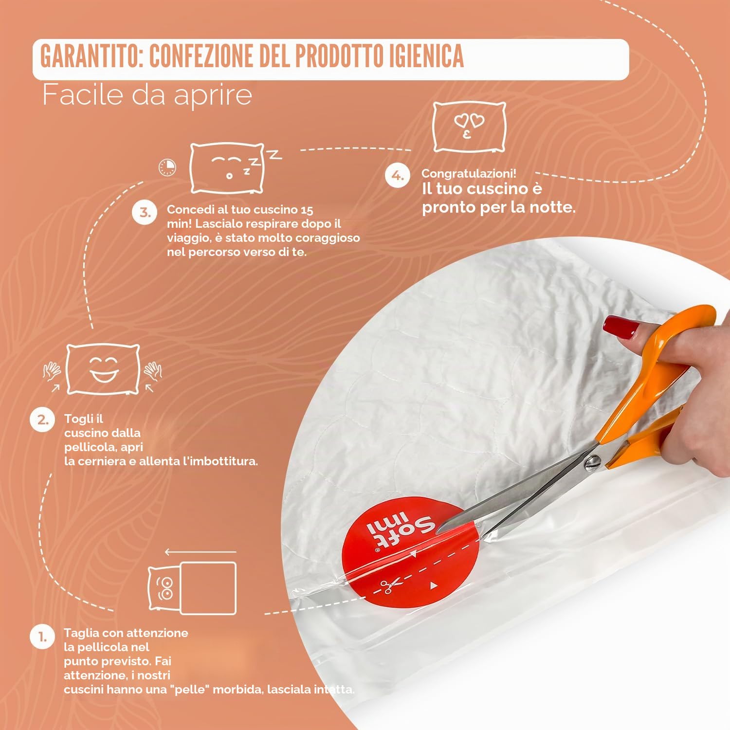 Premium Cuscino Trapuntato - Antiallergico - Anticarie - Inodore Immediatamente utilizzabile - Con Regolazione Della Durezza (Set di 2 Cuscini 50x90 cm)
