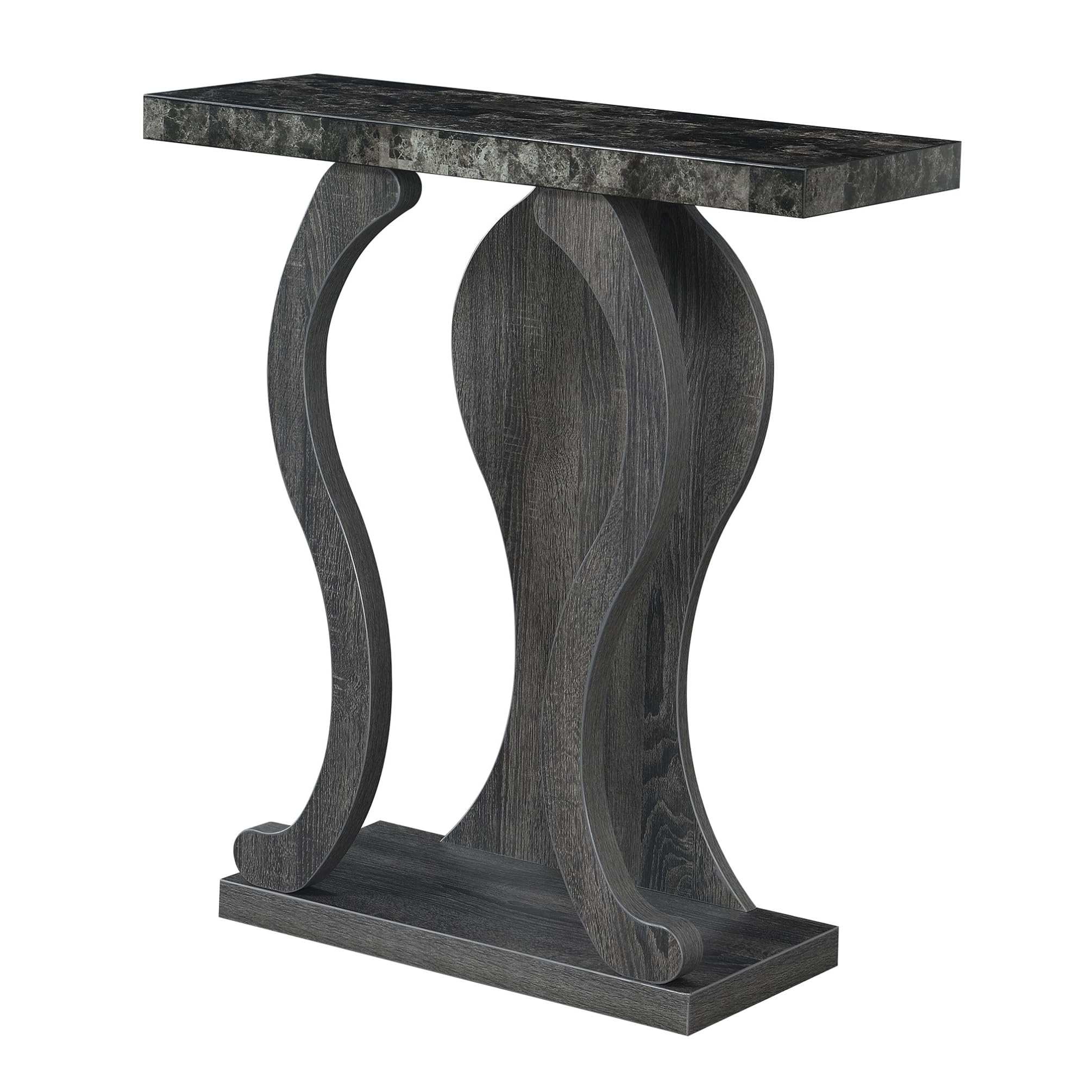 Convenience ConceptsNewport Terry B Console Table, Faux Black Marble/Weathered Gray