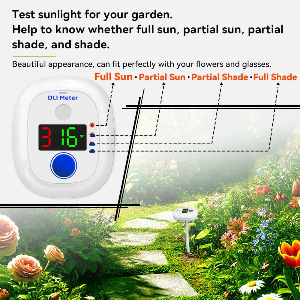 AH-21 Garden Sun Meter,Full Sun,Partial Sun,Partial Shade,Shade,10 Days Historical Datas