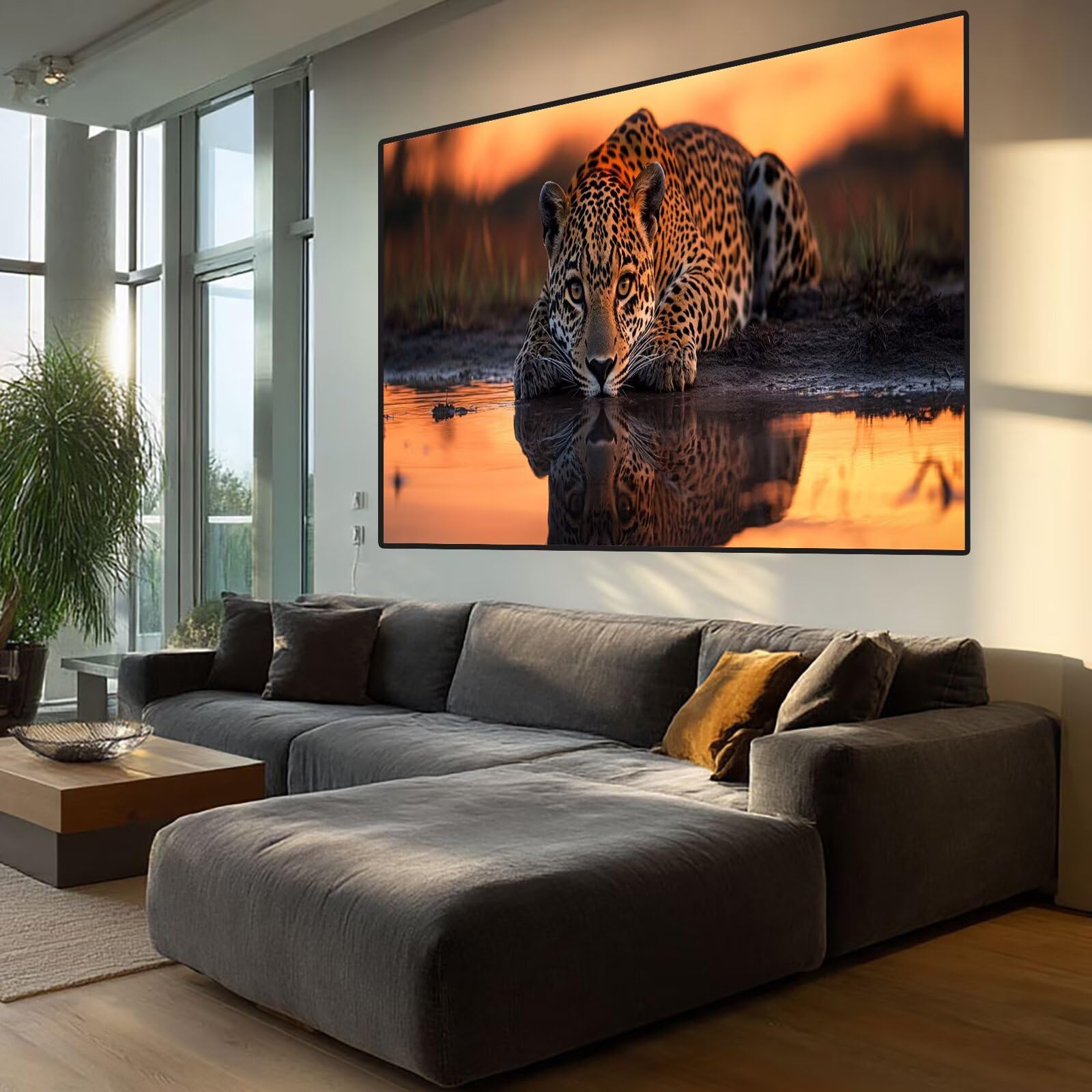 Leopard Diamond Art Lake Diamond Painting Arts and Crafts dla dorosłych, zestaw do malowania diamentami 5D, dorosłych, Crysta, haft krzyżykowy, zestaw do haftowania dla początkujących, dekoracja