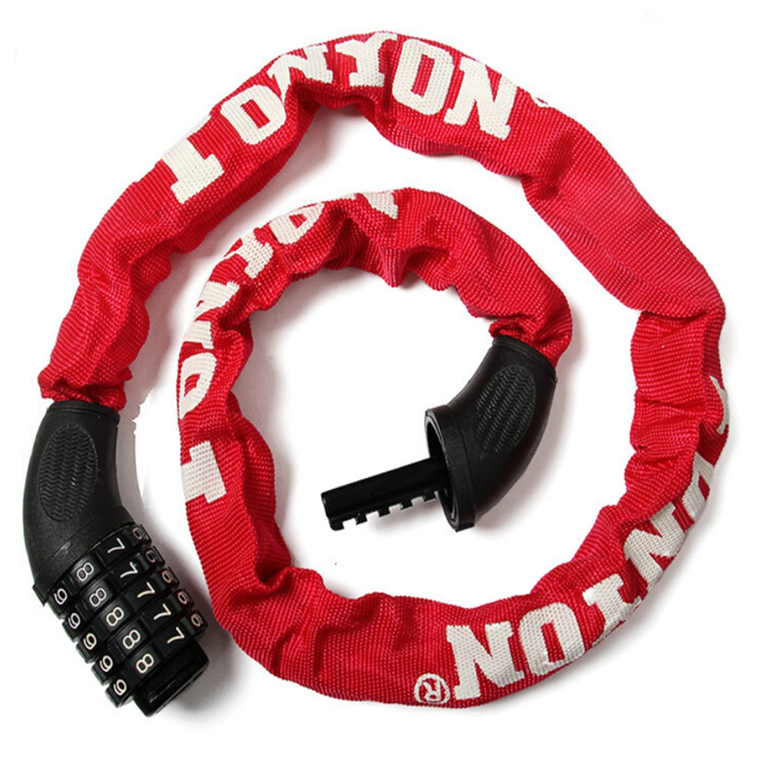 Beauenty Bike Lock, Universal 5 Digit Resettable Combination Code Bike Chain Lock Single Car Anti-Theft Lock Chain Lock Mountain Bike Anti-Theft Lock 90cm (red)