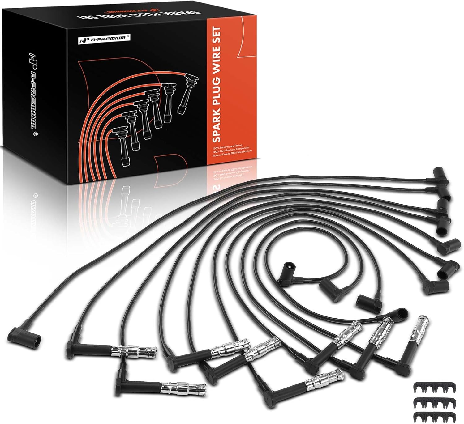 A-Premium Ignition Spark Plug Wires Set of 10 Compatible with Mercedes-Benz E420 E500, S420 S500 SL500, 400E 400SE 400SEL, 500E 500SEC 500SEL 500SL, 4.2L 5.0L DOHC