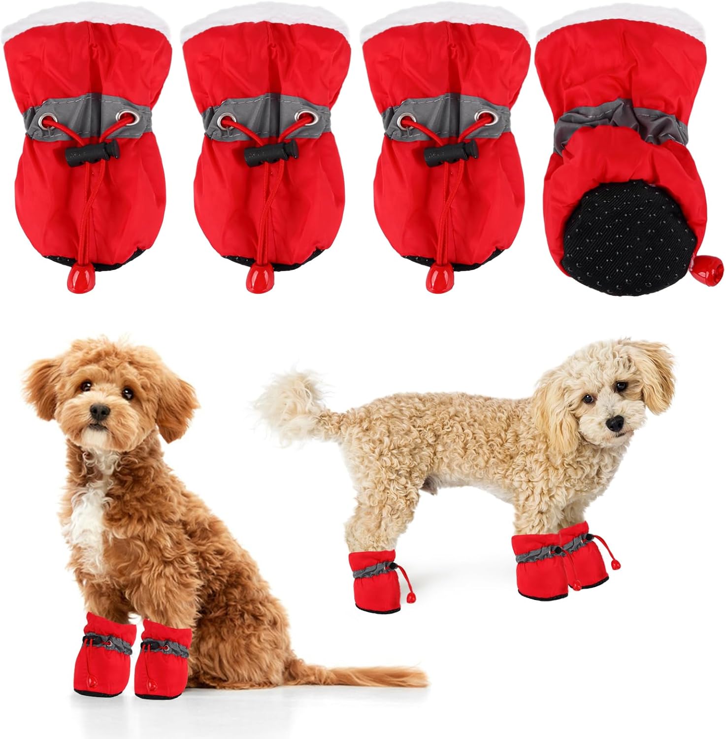 Dog Boots Shoes,4 Pieces Winter Dog Boots Dog Boots Paw Protector