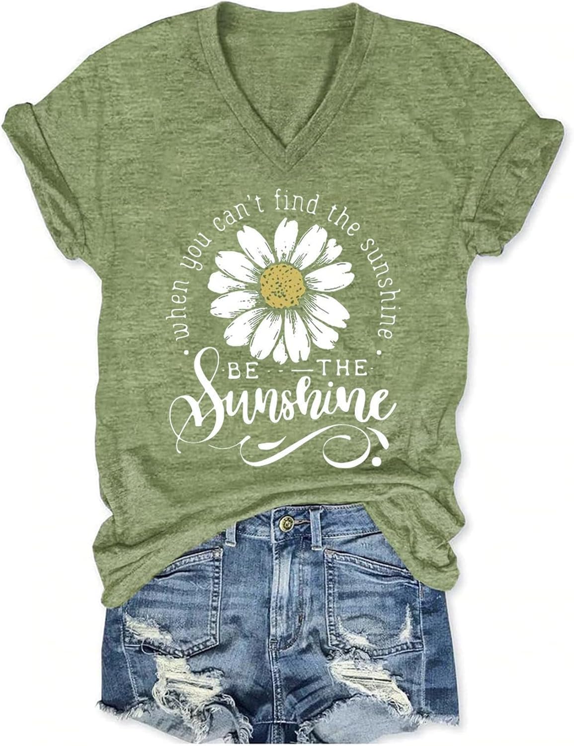 Vintage Flowers V Neck Shirt for Women Boho Floral Wildflowers Graphic Tee Casual Summer Vacation Beach Short Sleeve T Shirt
