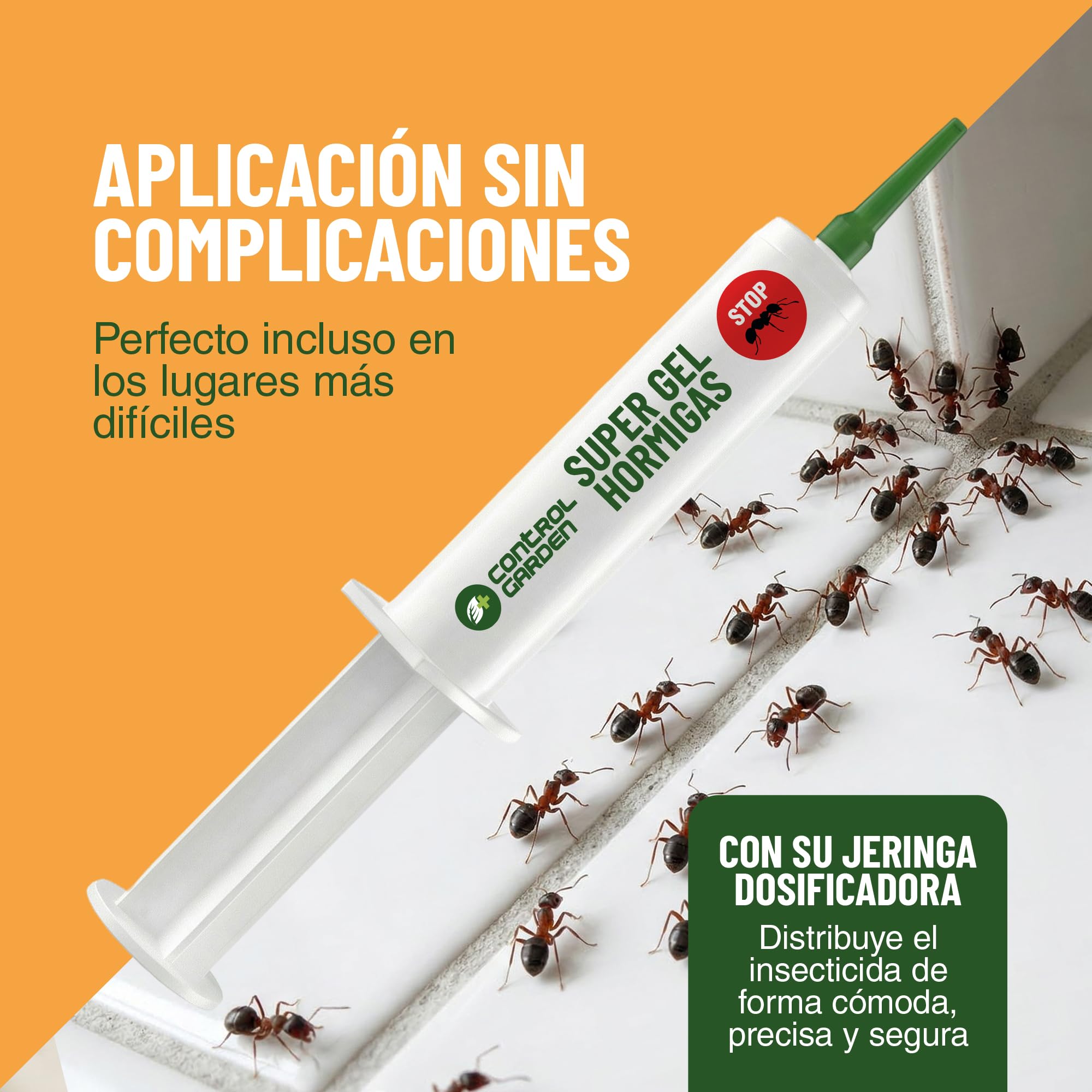 CONTROL GARDEN x3 Gel Antihormigas Jeringa 10gr | Cebo Insecticida Jeringuilla Elimina Hormigas Interior y Exterior | Eliminación Total Hormiguero | Mata Hormiga Reina y Nido | Formula Eficaz y Seguro