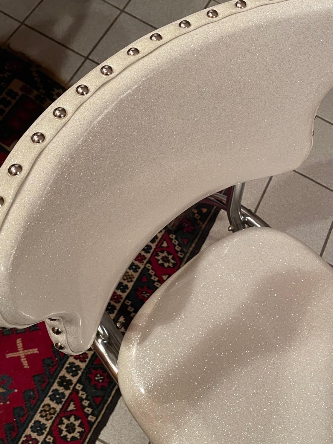 Vinyl Fabric Sparkle Fake Leather Upholstery 54" Wide Sold by The Yard (WARPSPEED White)