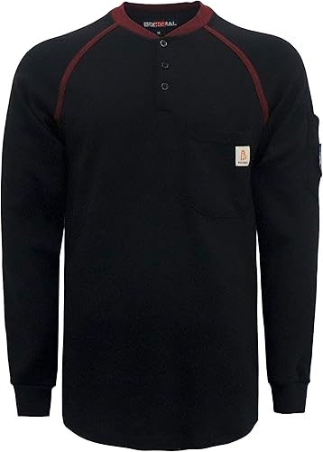 BOCOMAL Camisas FR resistentes al fuego Henley impresas y camuflaje dos tonos 7oz camisas de trabajo ignífugas para hombre