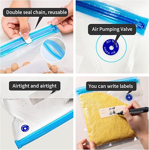 Miniatura 10 de Bolsas reutilizables para Sous Vide, 20 unidades de 3 tamaños (10 unidades de 8.5 x 8 pulgadas, 5 piezas de 11 x 10 pulgadas y 5 piezas de 13.5 x 10