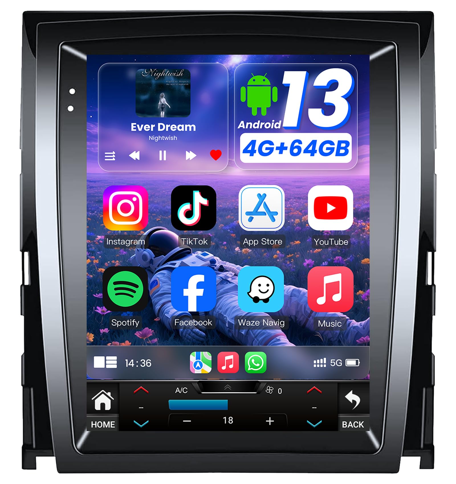 [8Core 4G+64G] Car Radio for Cadillac Escalade SLS 2007-2014: 9.7" TouchScreen Stereo with CarPlay Android Auto 5GWiFi Bluetooth GPS Navigation FM AM RDS DSP SWC Split Screen Mirror Link Backup Camera