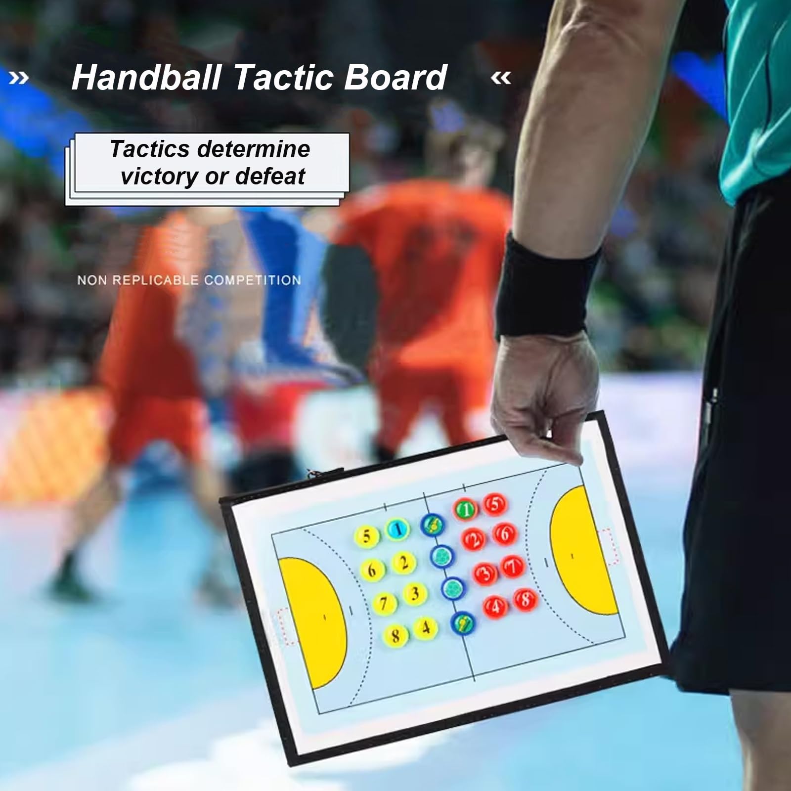 Pizarra Magnetica Balonmano, Tablero de Tácticas de Balonmano con Imanes Lapiceros, Carpeta Táctica Plegable, Pizarra de Entrenador, para Entrenamiento y Competición