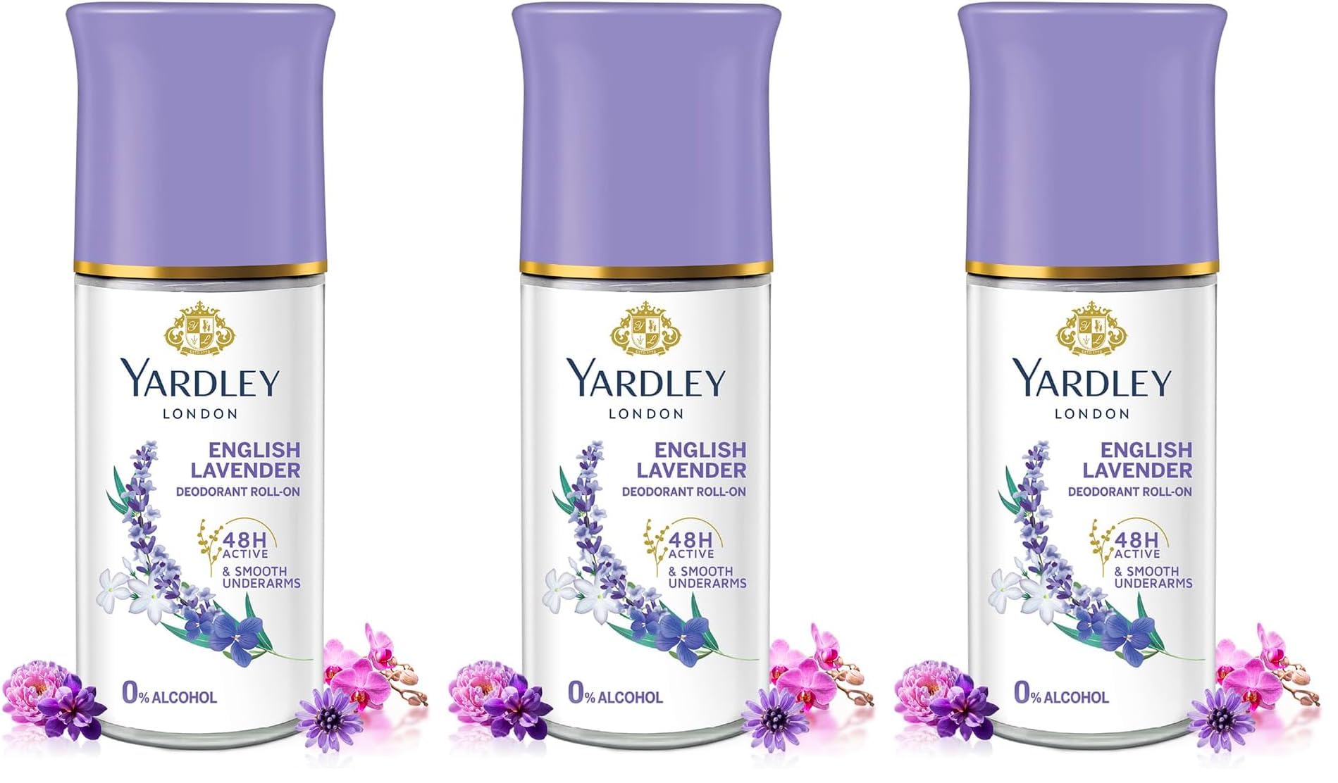 Yardley London English Lavender Anti Perspirant Deodorant Roll On For Women, Floral, 50ml (Pack of 3)-image-31