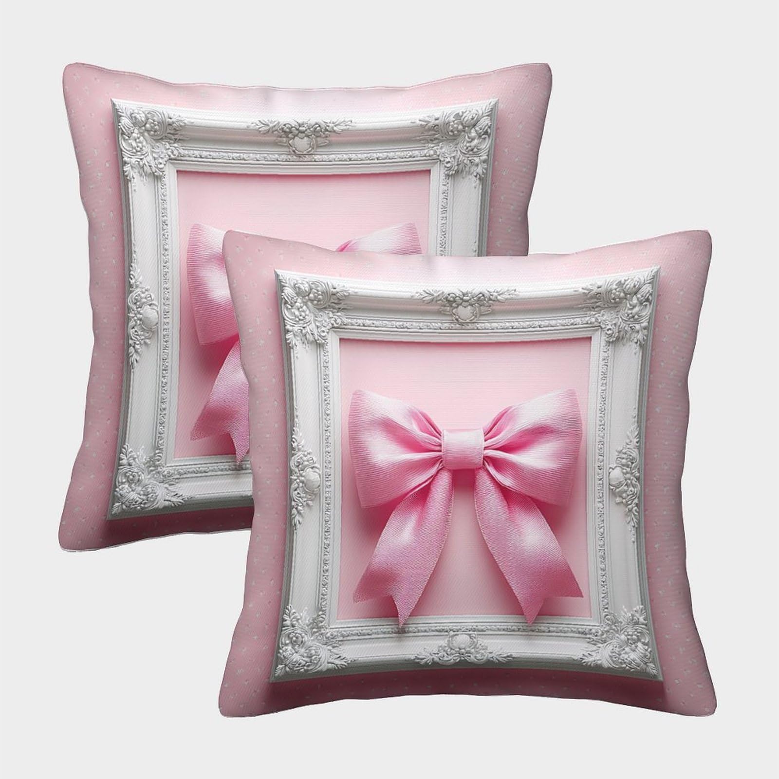 QFVANSIYO Elegant Bow 3D Printed Pillowcase Microfiber Bedroom Bedding Decorative Bow Pillow Cover for Adults Teens 45x45cm