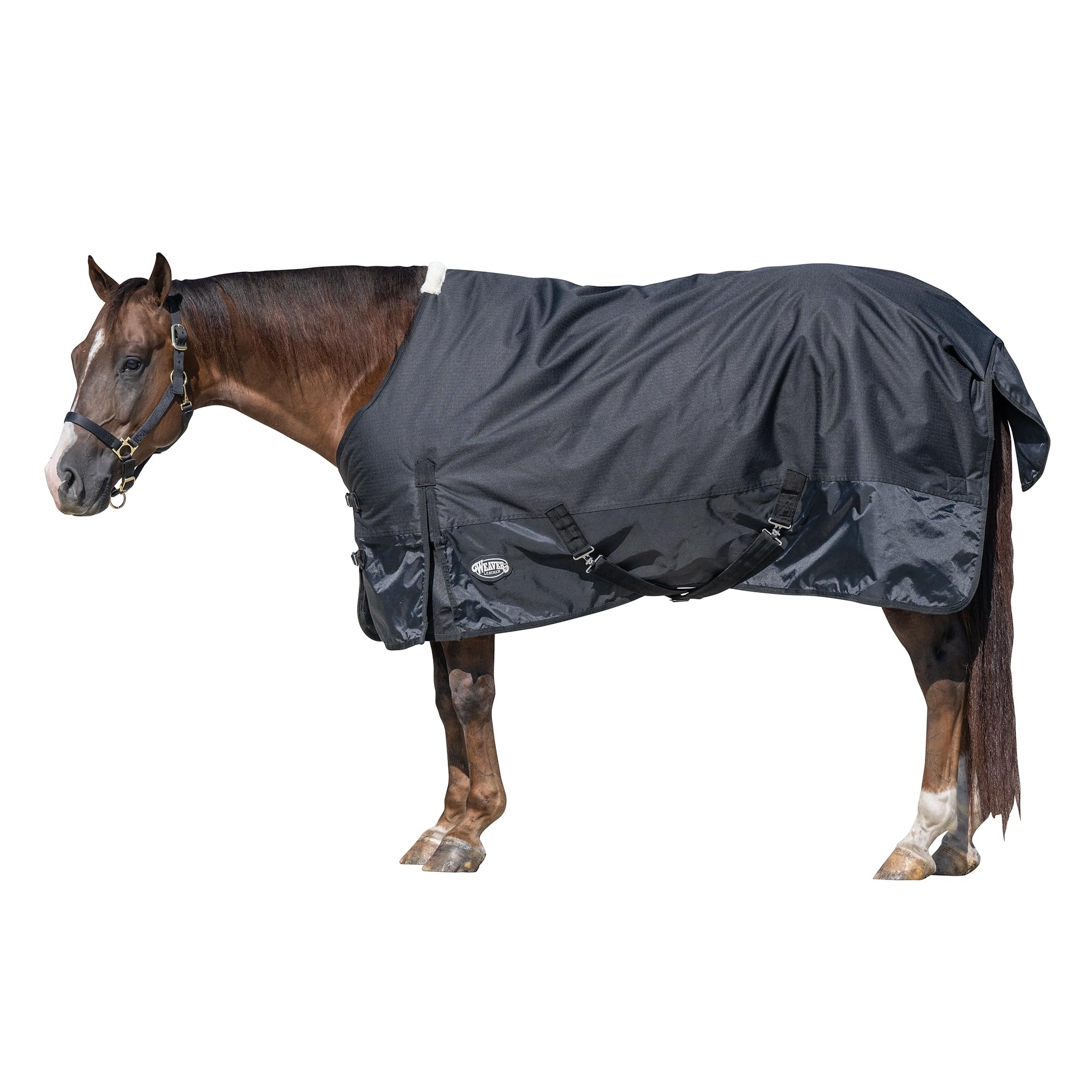 Weaver Leather Economy Turnout - Manta Impermeable Ripstop, Relleno de Fibra de poliéster, 600D, Negro, 72 Pulgadas