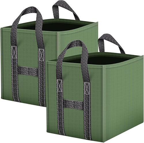 Paquete de 2 bolsas de basura reutilizables de 66 galones, bolsa plegable de alta resistencia para hojas de jardín, bolsas de basura, contenedor de