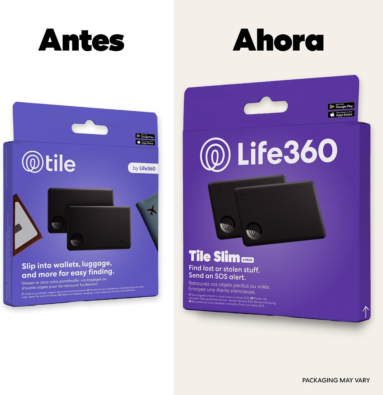 Life360 Tile Slim – Localizador Bluetooth para Carteras, Etiquetas de Equipaje, pasaportes y más. Compatible con iOS y Android. Paquete de 2 (Negro) 3