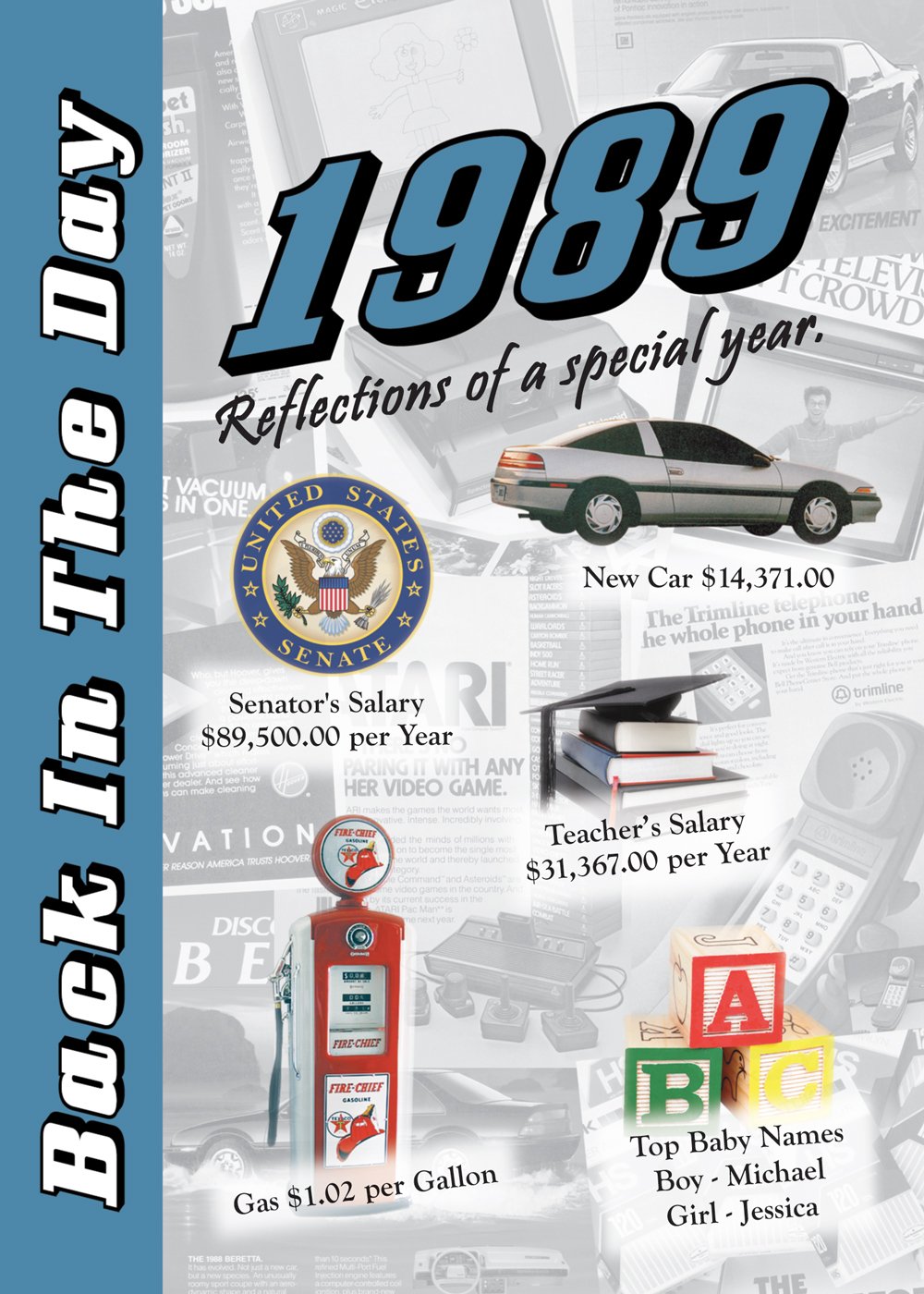 1989 Back In The Day - 24-page Greeting Card / Booklet with Envelope (5 x 7 Size) – Great for Birthdays, Anniversaries, Reunions, Graduations, Client & Corporate Gifts