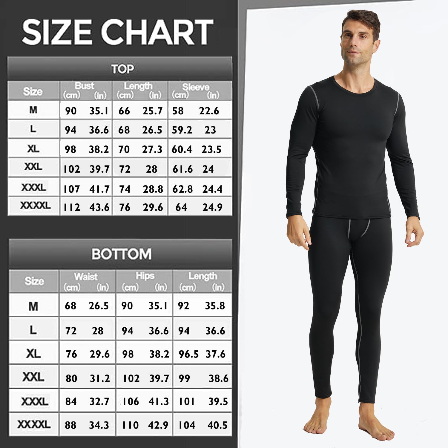 LANBAOSI Herren-Thermounterwäsche-Set, lange Unterhose, mit Fleece gefüttert, warme Basisschicht, Oberteil, Unterteil, Kompressionsanzüge, kalte Ausrüstung