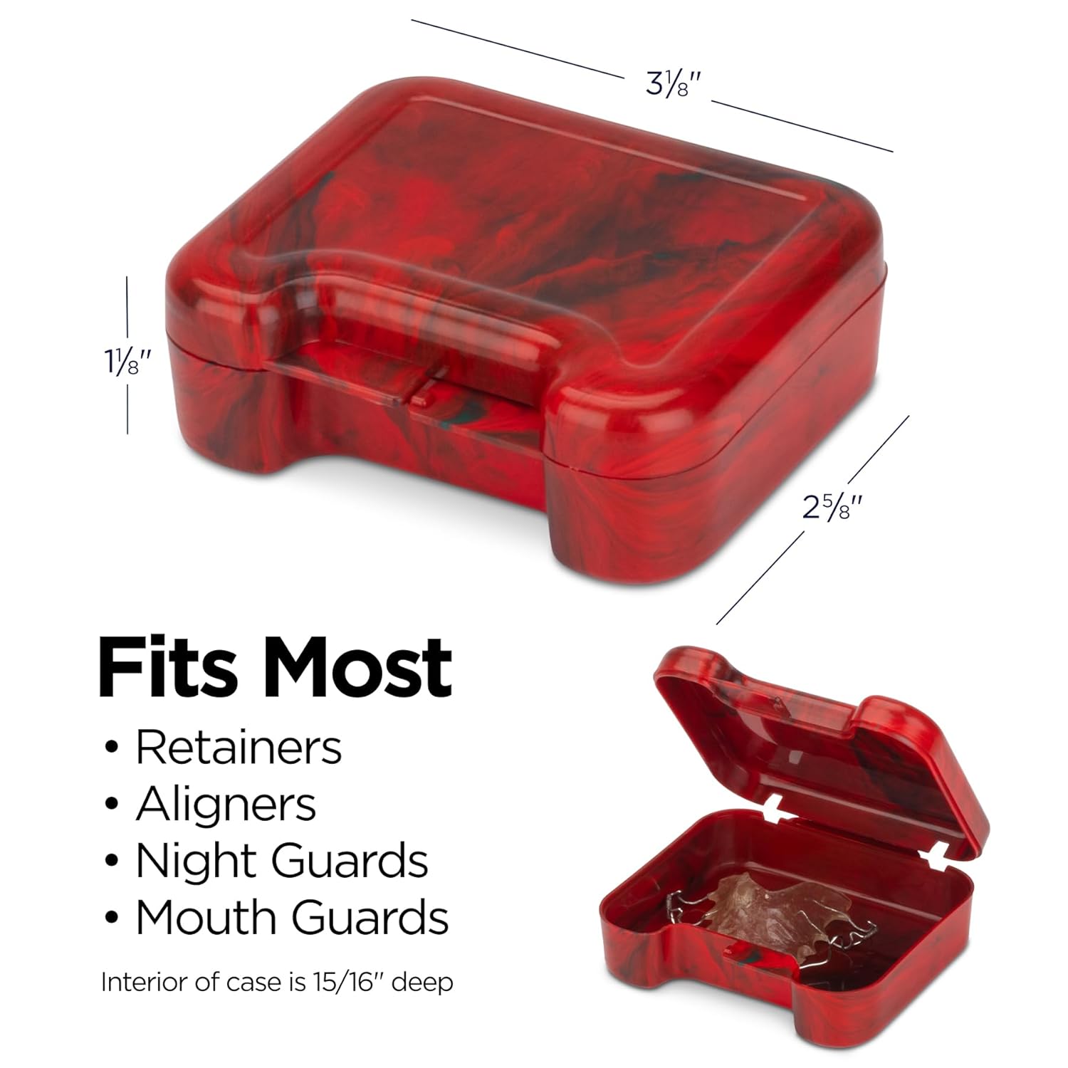 Practicon Easy Open Retainer Cases, Assorted Cranberry Swirl Colors, Bulk Pack of 24