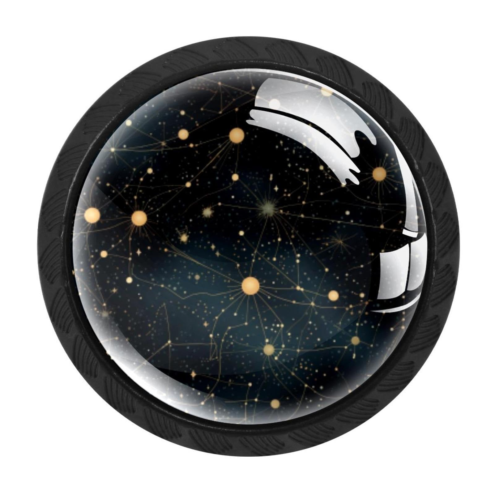CHENZZZZ 4 Pack Planet Star Dresser Drawer Cabinet Knobs Round Crystal Glass Knobs Pulls Handles for Kitchen Wardrobe Cupboard Door Hardware