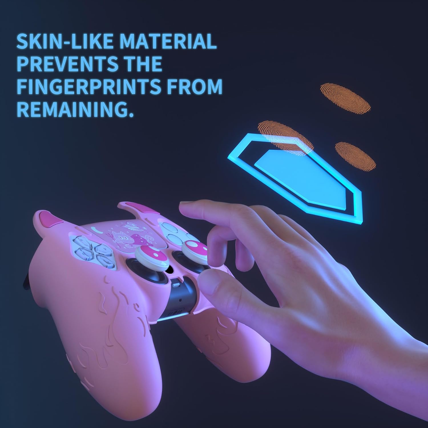 PlayVital Halloween Cute Demon Controller Silicone Case for ps5, Kawaii Controller Cover Gamepad Skin Protector for ps5 with Touch Pad Sticker & Thumb Grip Caps - Pink