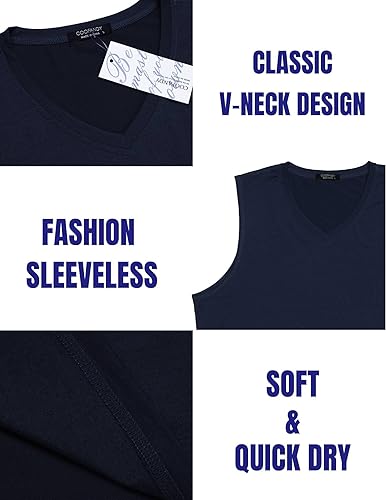 Miniatura 6 de COOFANDY Camiseta sin mangas para hombre, paquete de 3 camisetas sin mangas para gimnasio, cuello en V, culturismo, musculación