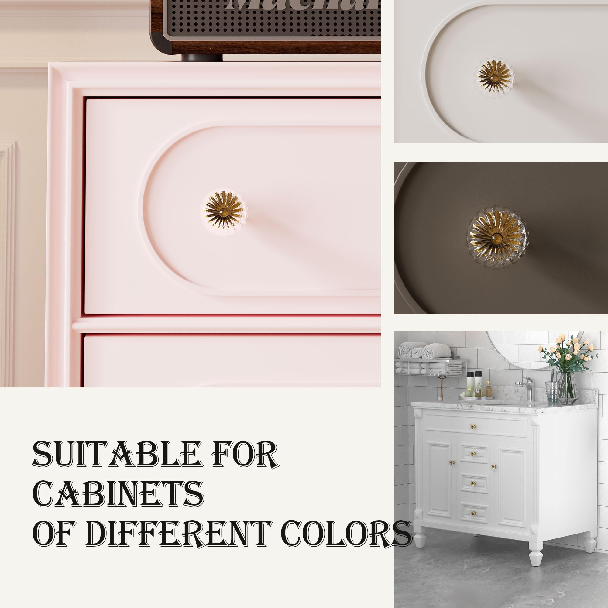 Tiradores Armario Vintage 4 Pomos De Cristal Con Corte De Diamante - Para Armarios Y Cajones, Estilo Vintage, Tamaño 116 Mm Decoración Muebles Cristal