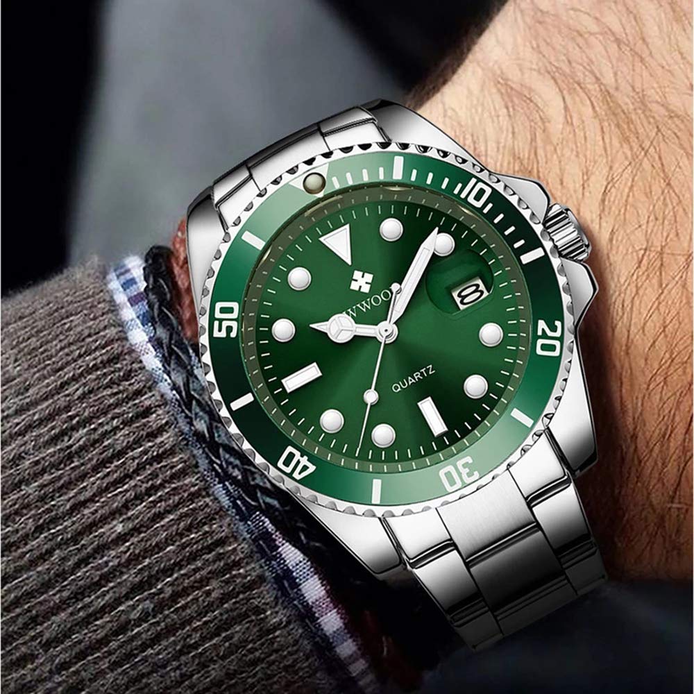 MASTOP Herren Klassisches Design Analog Quarz Uhren Mode Business Uhr Edelstahl Leuchtend Wasserdicht Datum Casual Elegant Armbanduhr für Männer