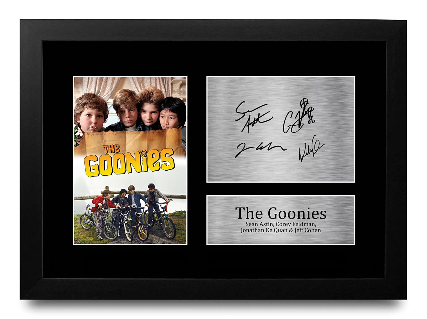 HWC Trading FR A4 The Goonies Sean Astin & Cast Gifts Printed Signed Autograph Picture for Movie Memorabilia Fans - A4 Framed
