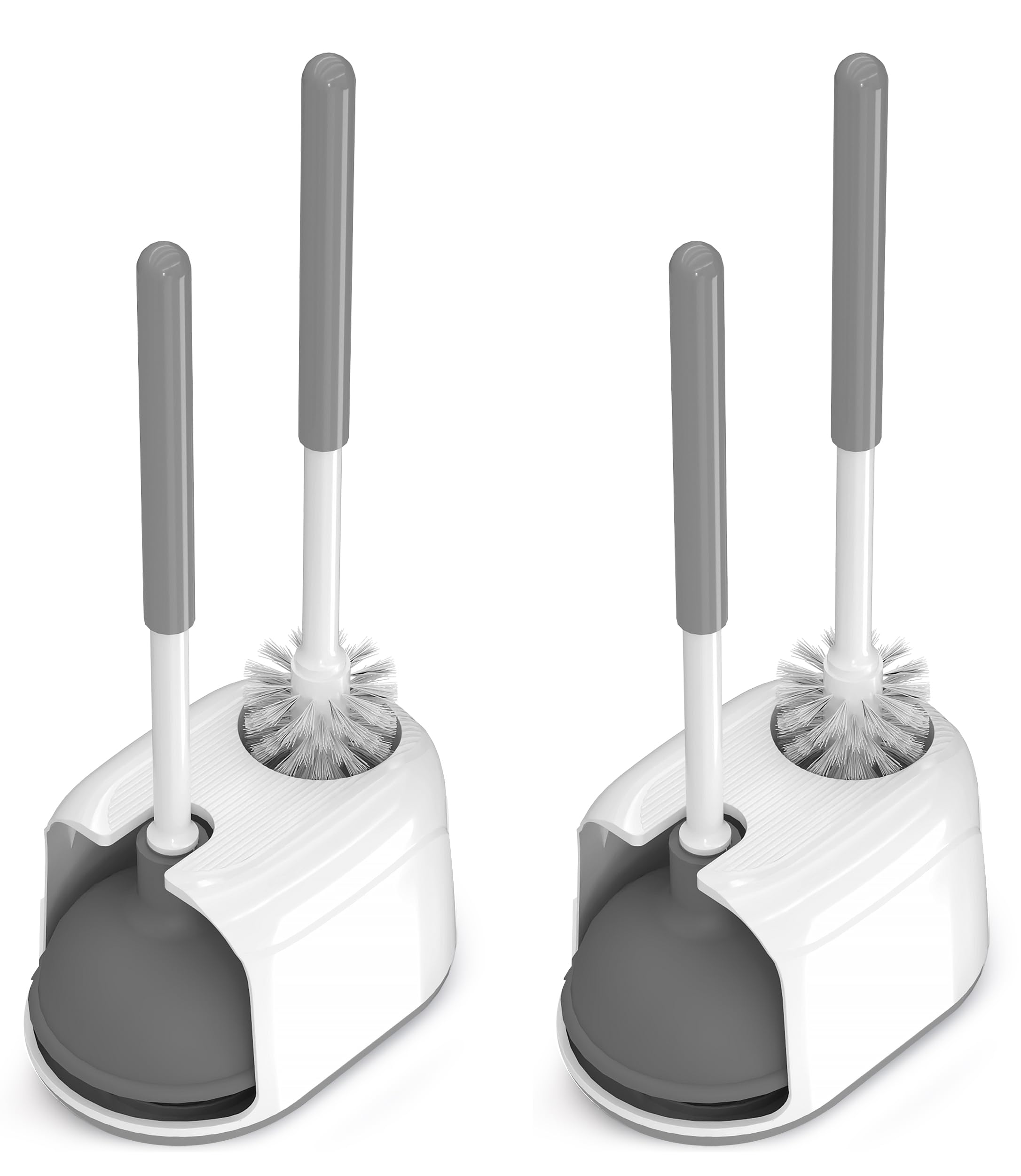 Utopia Home Toilet Plunger and Brush Set with Holder for Deep Cleaning, Includes Toilet Bowl Brush and Plunger for Effective Bathroom Cleaning (Pack of 2, White Grey)