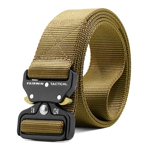 FAIRWIN Tactical Military Webbing Belt with Quick-Release Buckle