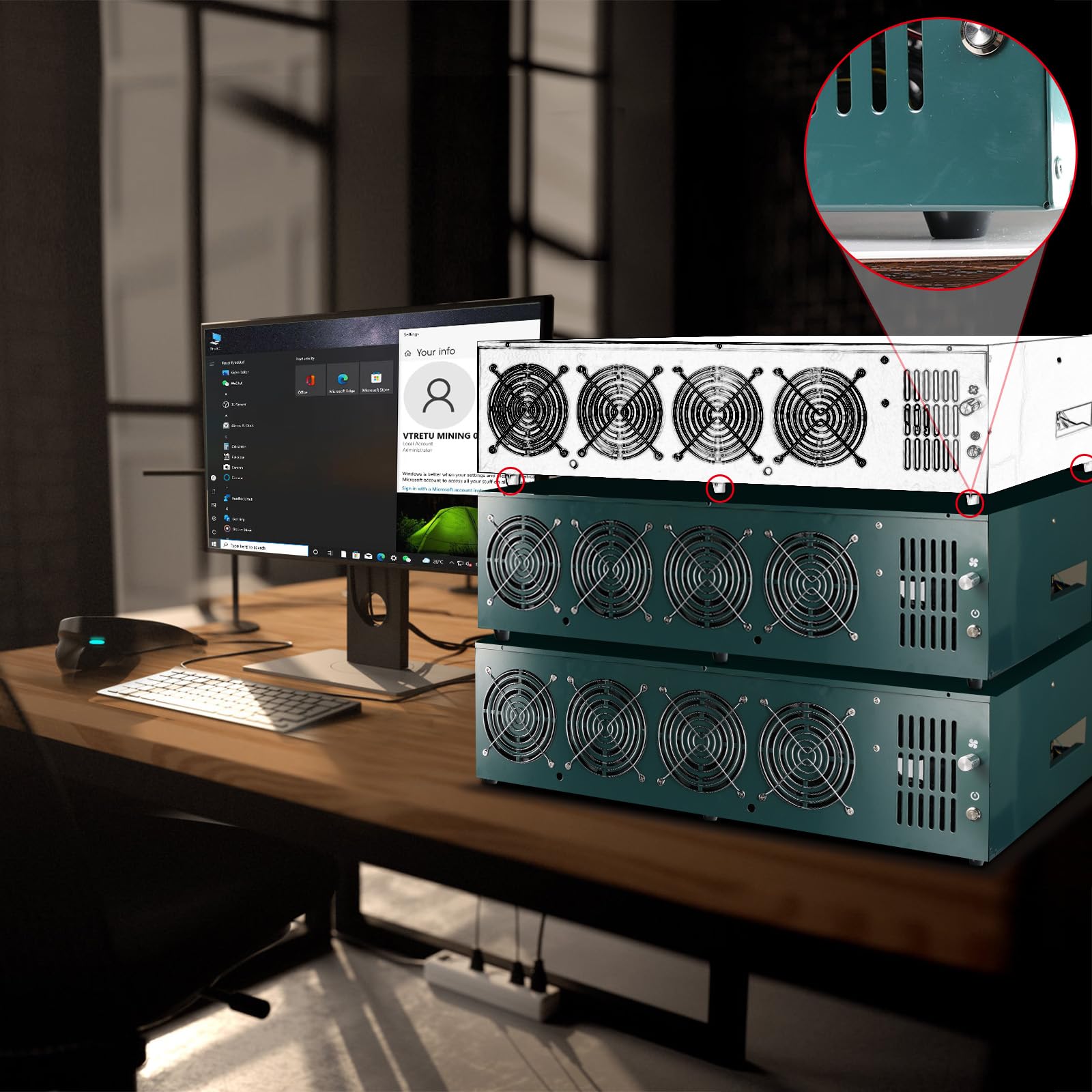 SUOHUI Mining Rig,Complete Crypto Miner with Windows10,Including 8GPU Mining  Motherboard,2000W Power Supply(110V-264V),CPU,SSD,4G RAM, 8 GPU Mining Case  for ETC/LTC/XHV/Monero/Ravencoin(Without GPU) : Amazon.com.au: Computers