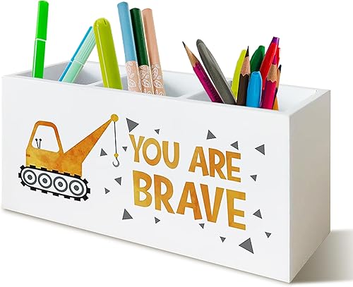 Vista 9 de Portaplumas y portálápices Play All Day para consejero escolar, oficina, aula, escritorio, You Are Brave, organizador motivacional de portaplumas