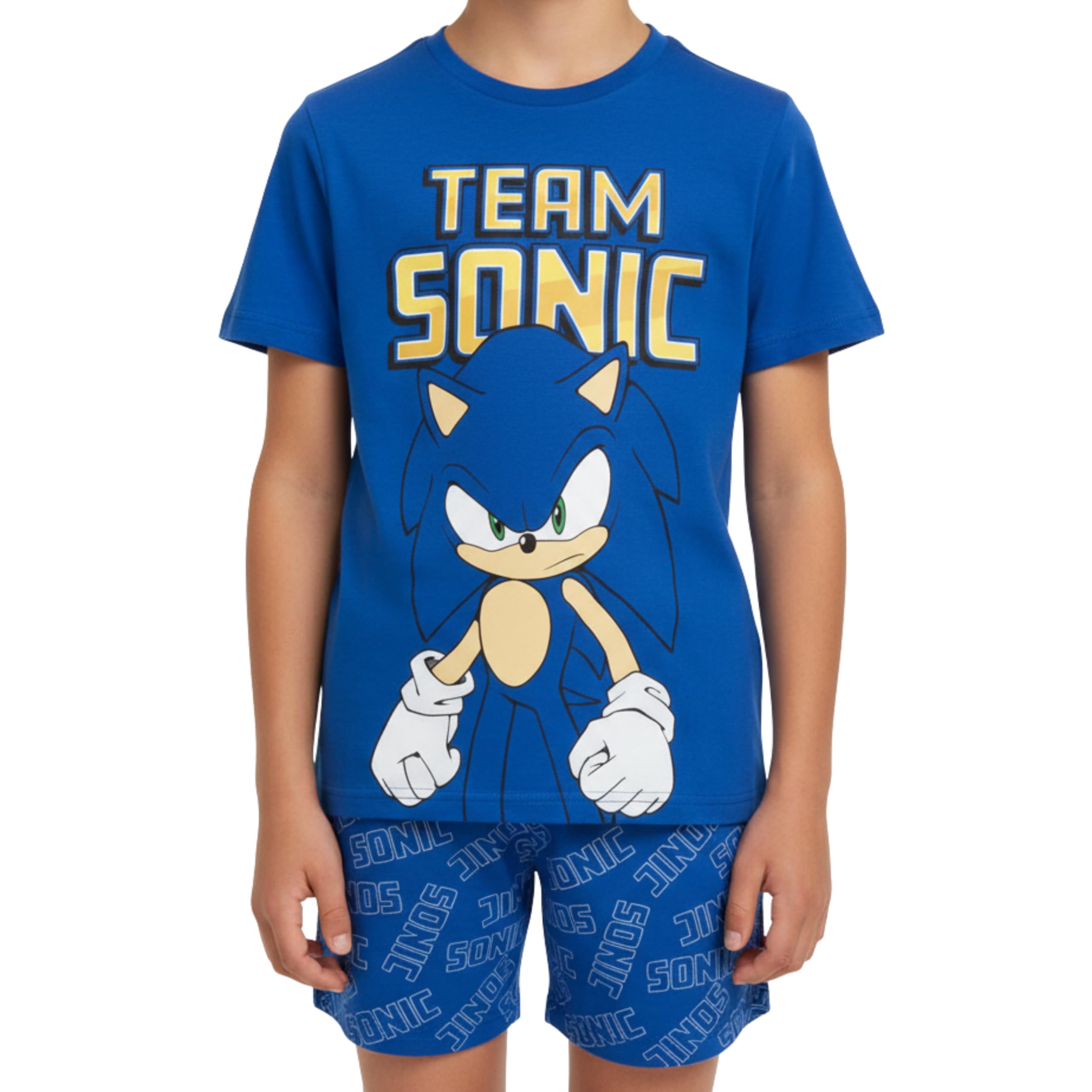 Sonic The Hedgehog Pijamas para Niño, Algodon Suave Camiseta Manga Corta y Pantalon Corto, Tallas 4 a 10 Años