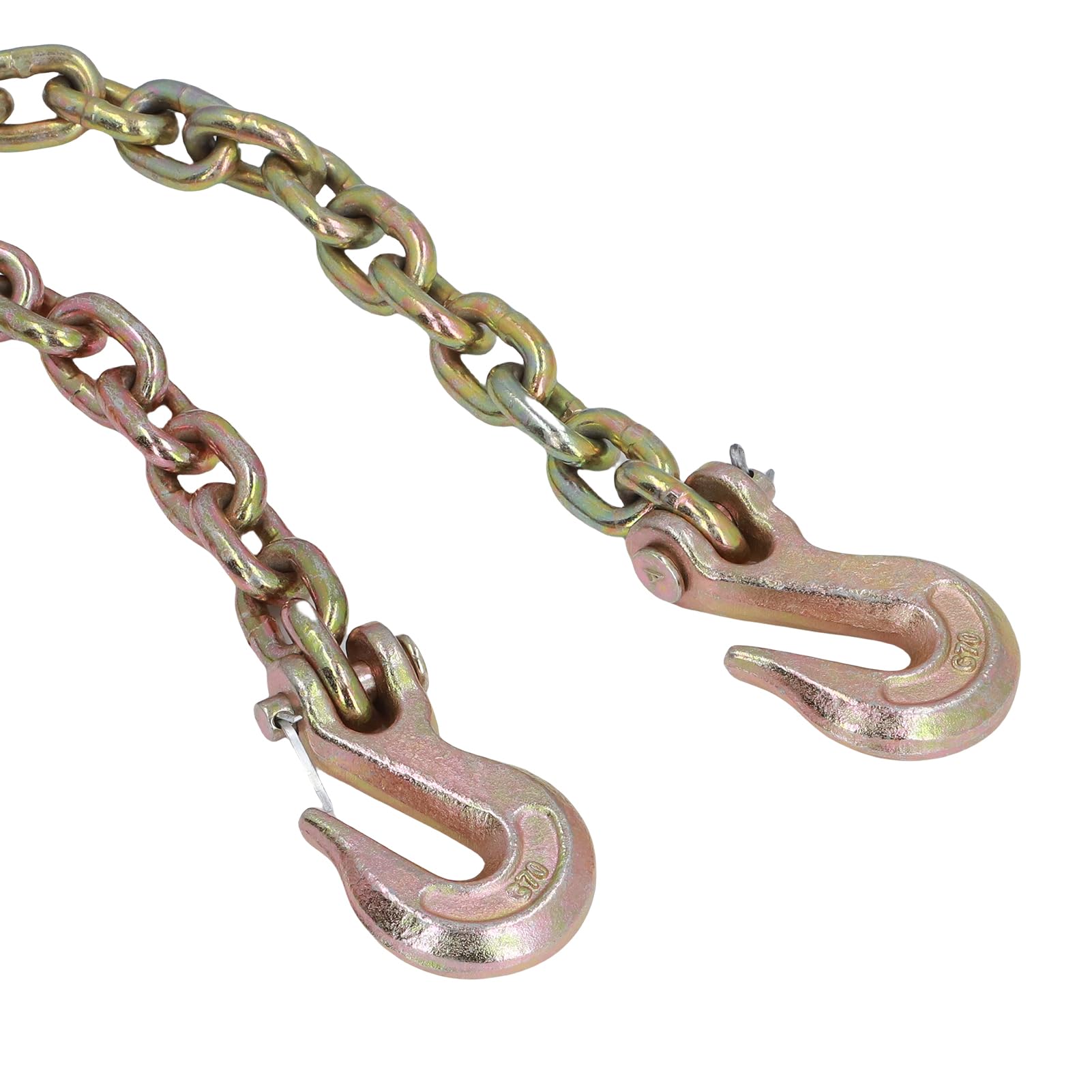 Hyuduo 4400 Libras Carga de Trabajo de 10 Pies G70 MN Cadena de Remolque de Acero con Ganchos de Agarre, Cadena de Carpetas con Recubrimiento Galvanizado para Uso Industrial, Cadena de