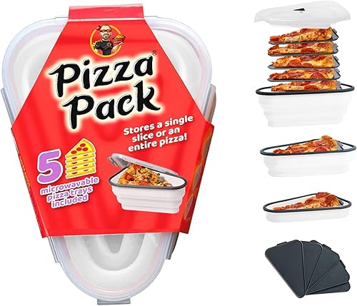Miniatura 43 de El Paquete de Pizza Perfecto™ - Contenedor Reutilizable de Almacenamiento de Pizza con 5 Bandejas de Servicio Aptas para Microondas - Contenedor
