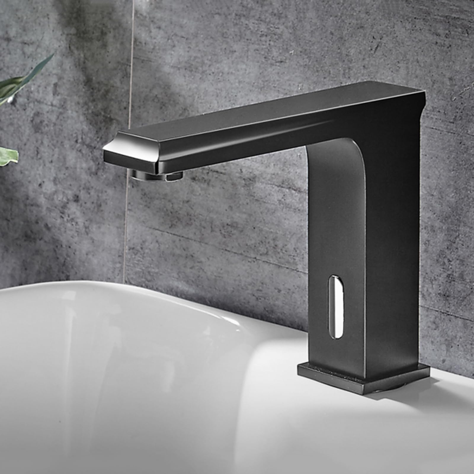 Sensor Tap Infrared Basin Tap Bathroom Automatic Touchless Sensor Faucet Hot and Cold Water Basin Taps Mixers Bathroom Sink Brass,Black (Black)