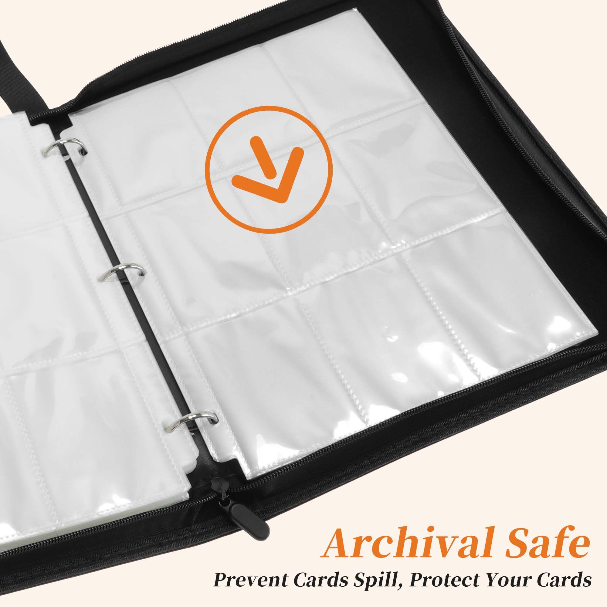 Album per Carte, 9 Tasche, 60 Pagine, Capacità di 1080 Carte, Album con Zip, Raccoglitore a Doppia Faccia, Cartella per Carte Sportive, Carte da Gioco, Nero