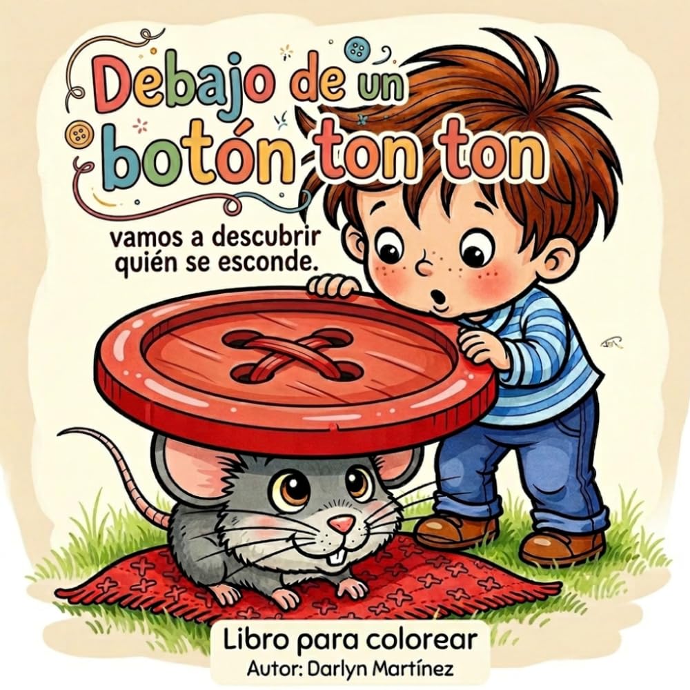 Debajo de un botón ton ton: Vamos a descubrir quién se esconde Estimulando el lenguaje! Libro para colorear