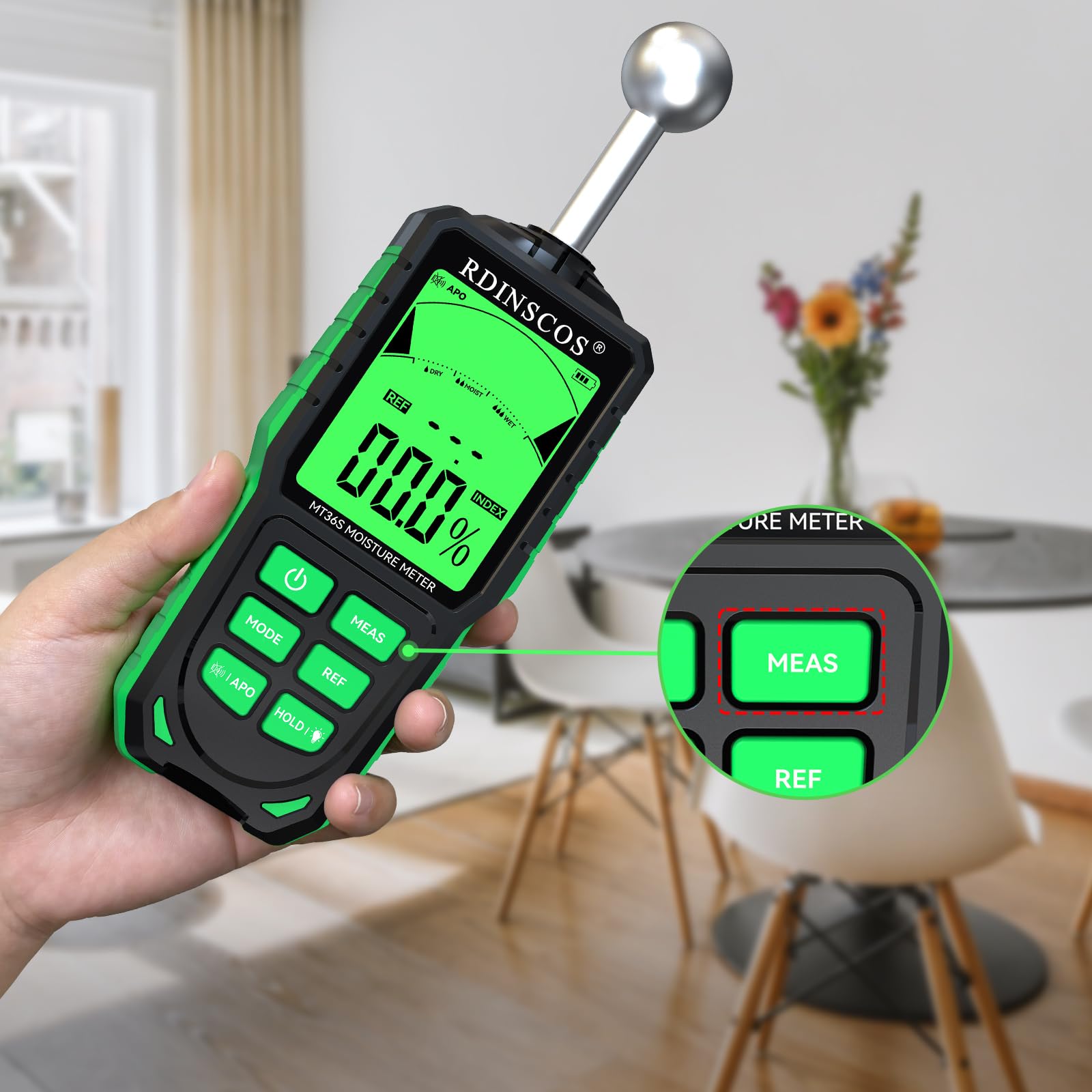 Misuratore di Umidità RDINSCOS Misuratore Umidità Muri con LCD a Colori e Allarme Acustico Rilevatore di Umidità 20-40mm Analisi di Profondità di Umidità per Muri,Pareti, Intonaco, Muratura