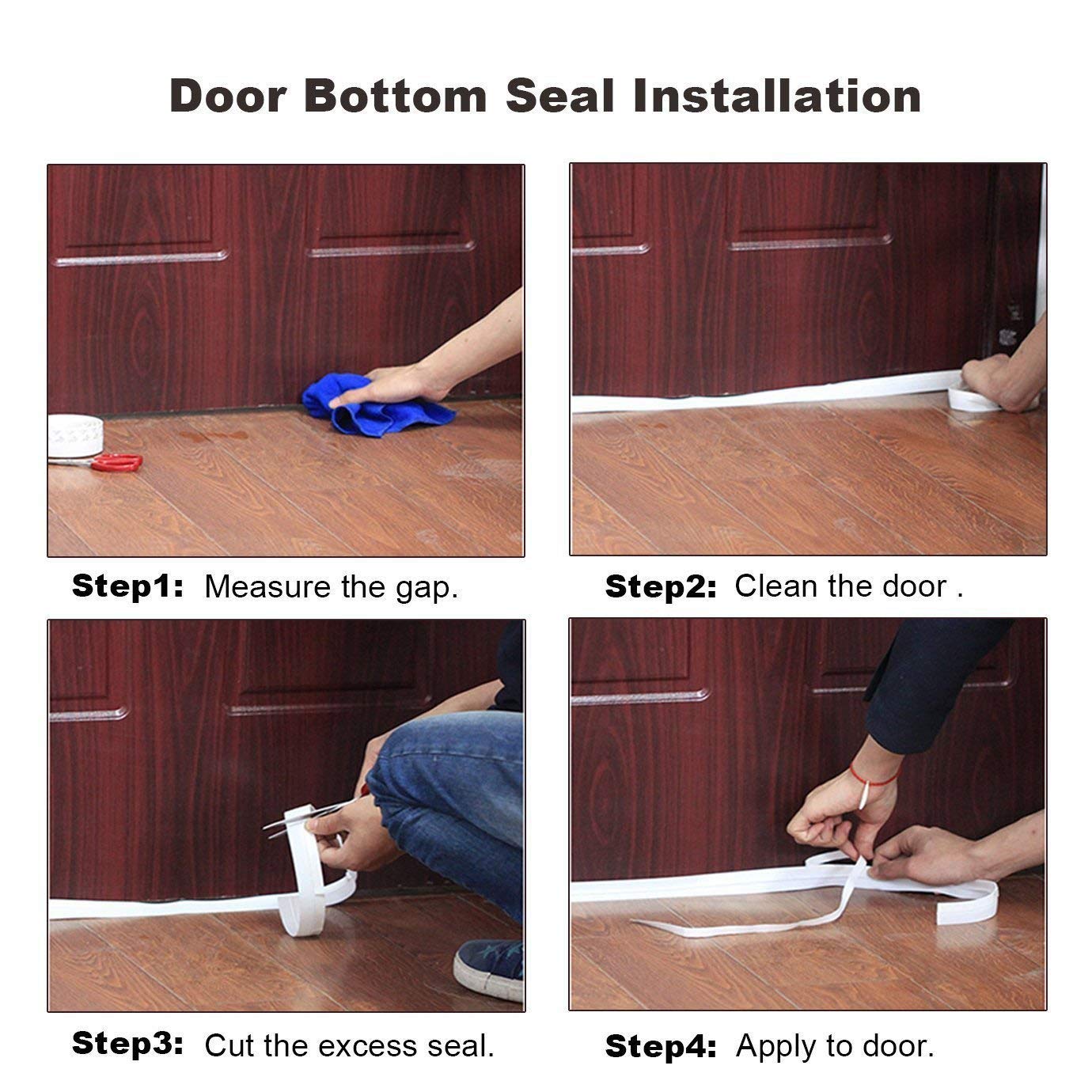 Lariox Self-Adhesive Silicon Door/Window Shield Tape Door Bottom Sealing Strip Weather Stripping Door Seal Strip for Air Gap Cockroach Insect Bugs Draft Stopper Waterproof and Soundproof 4