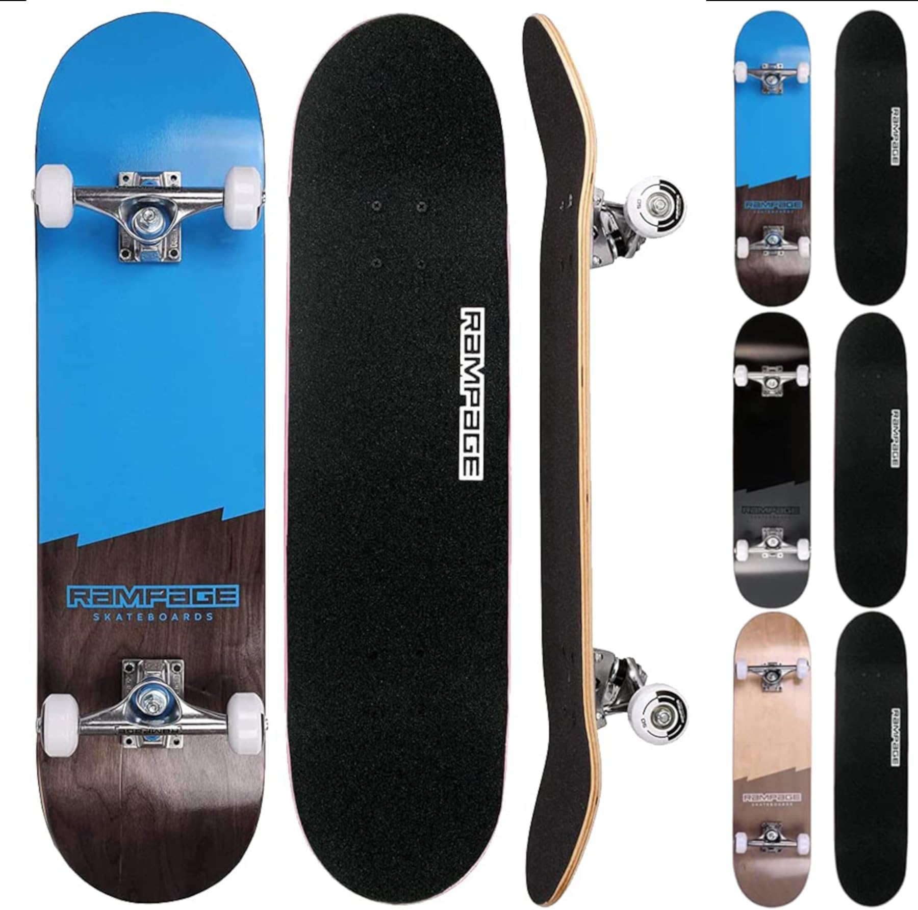 Rampage Skateboard Plain Third Skate Board | Pro Skateboard for Kids Boys and Teens | Ideal Beginners Skateboards for Adults | Skate Board for Stunts.