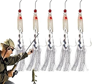 Leurre de Pêche,5X Leurres Luminescents pour Bars - Matériel de Pêche Appâts Nageurs à Plumes pour Débutants, Experts et Passionnés de Sports Nautiques