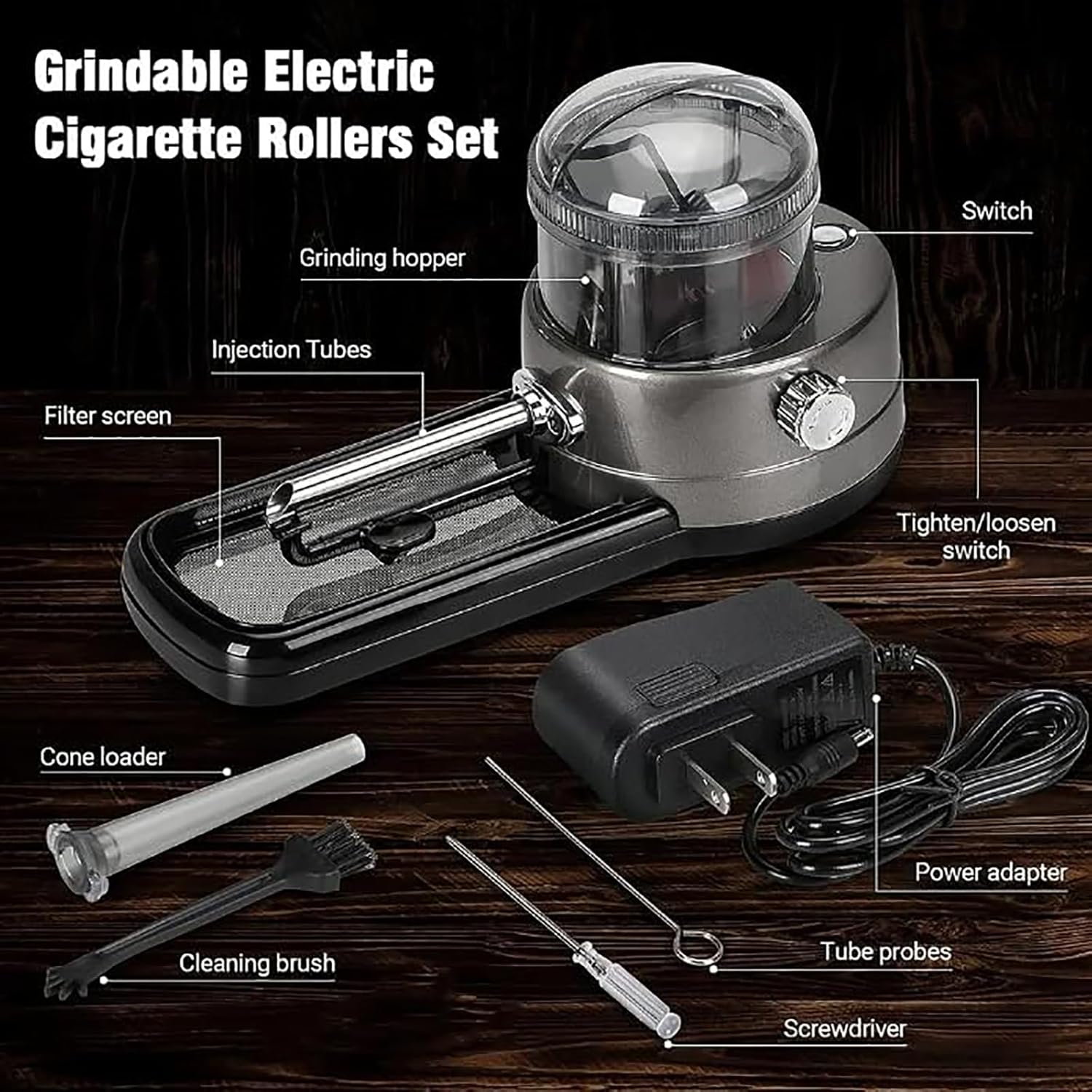 Automatic Roller Maker Injector, Minin Portable Cigarette Tobacco Roller Maker, 4 Gears Compactness Adjustable, Electric Cigarette Rolling Machine, for 5.5mm/6.5mm Tubes and Rolling Papers