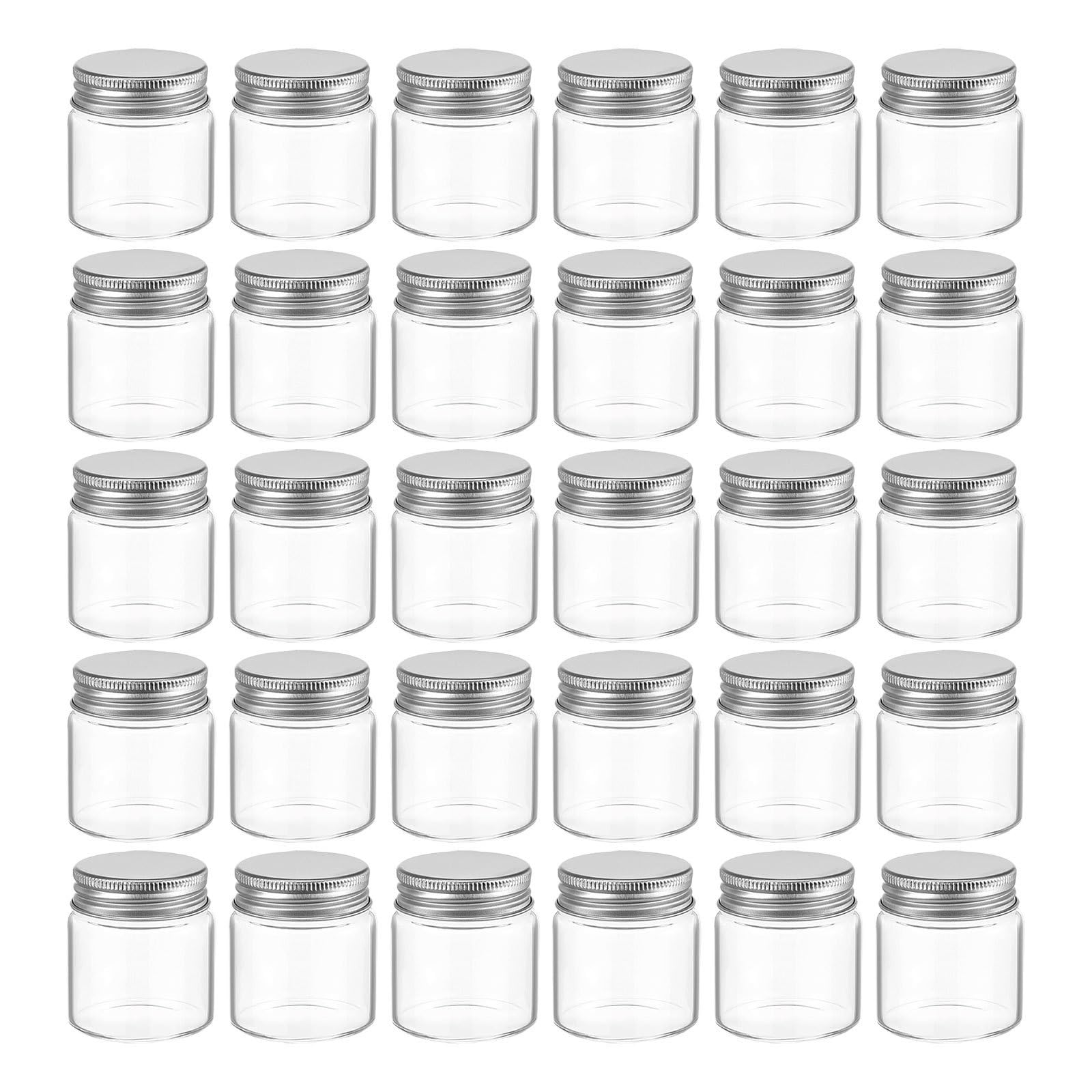 30 Kleiner Dichtglasgläser 50ml aus Glas und Aluminium mit Deckel | Honig, Marmelade, Gelee, Breite Öffnung, Kompakt, 30 Stück, Partybeutel und Bastelbedarf