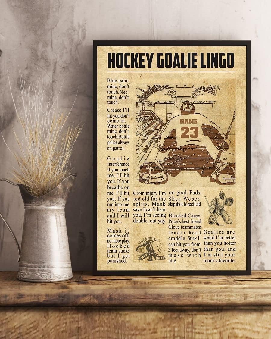Personalized Hockey Poster Hockey Goalie Lingo Gift for