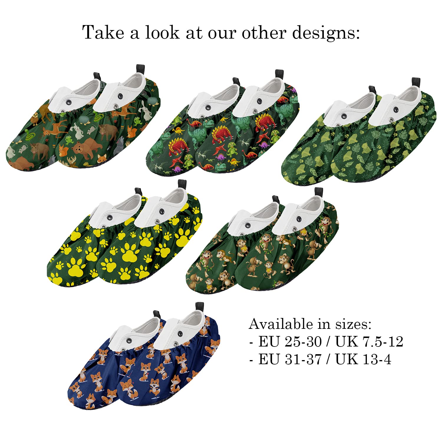 Ferocity Couvre-Chaussures Réutilisables Hydrofuges Protège Antidérapants et Lavables pour Enfants Adulte en Polyester de Haute Qualité avec Colorés x5 [142]